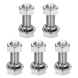 MECCANIXITY M8 x 25mm 304 Stainless Steel Hex Head Screws Bolts, Nuts, Flat & Lock Washers Assortment Kit, Fully Threaded, Bright Finish for Home, Electronic, Machine, 5 Sets