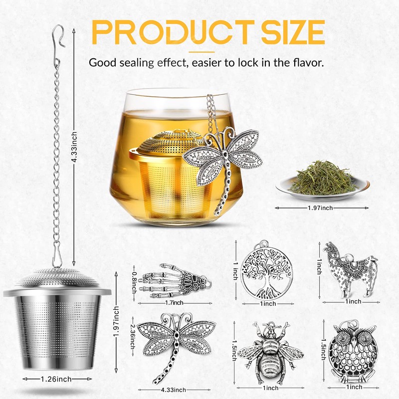 Retro Style Tea Leaf Mesh Strainer Infuser Set - 6
