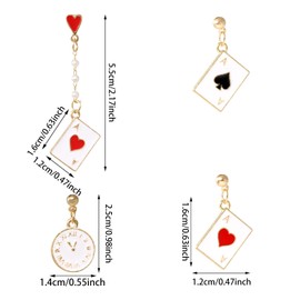 Honbay Enamel Alloy Poker Card Dangle Drop Earrings - Funny Hearts & Spades Ace Playing Cards Pendant - Casino Jewelry - Irregular Asymmetrical Casual Earrings