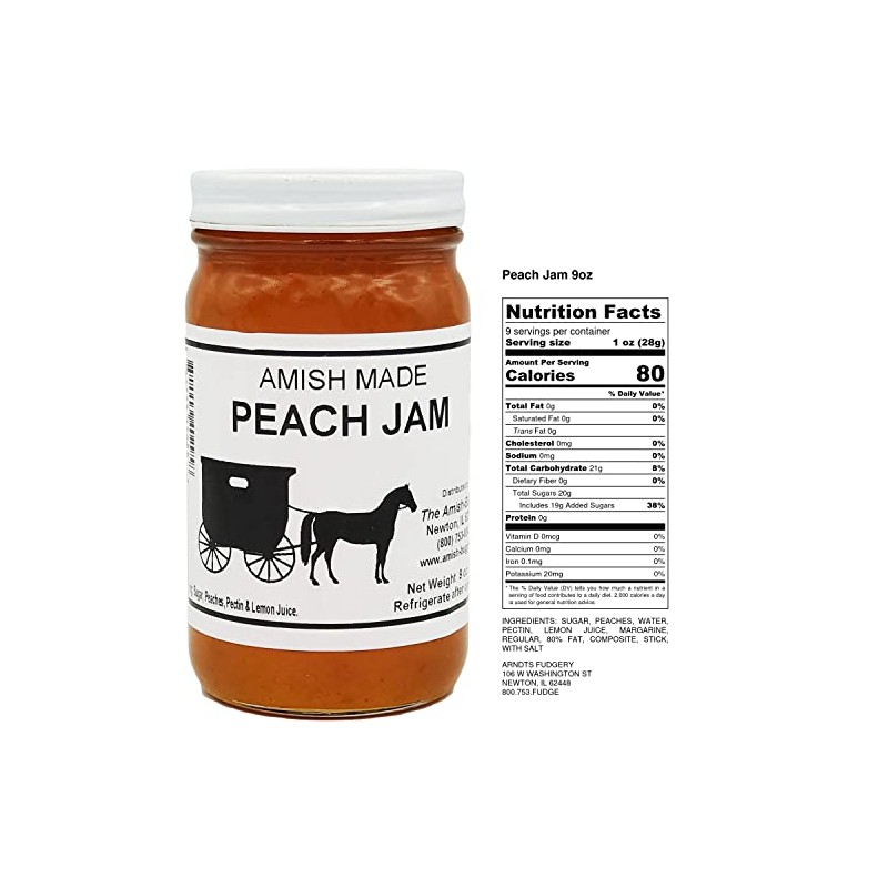 Amish Jam Peach - "8 Oz. Jar - Qty 3"