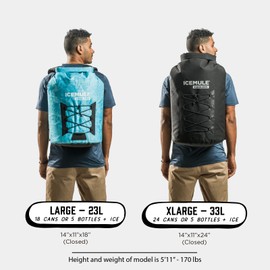 ICEMULE Pro XLarge Collapsible Backpack Cooler – Hands Free, 100% Waterproof, 24+ Hours Cooling, Soft Sided Cooler for Hiking, Camping, Fishing & Picnics, 33 Liter, Fits 24 Cans + Ice, Matte Black