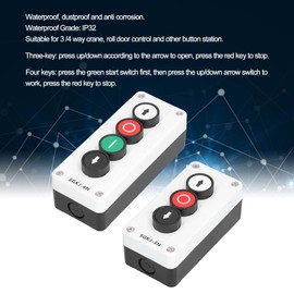Emergency Stop Switch Station Box, IP32 Up and Down Stop Button for Winch Roller Shutter Door Truck Tailgate (SGKJ-3N)