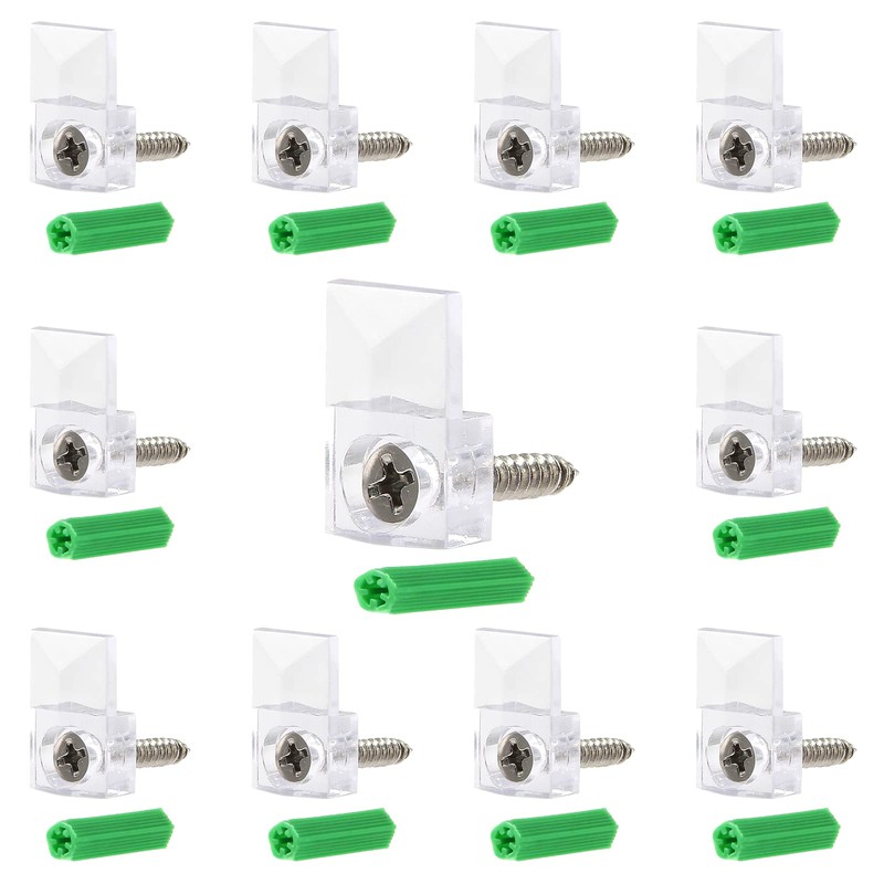 Qjaiune 20 Pack Mirror Holder Clips for Walls, Clear Retainer