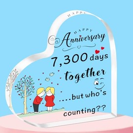 QMVMV 20th Anniversary Wedding Gifts for Wife Husband，Acrylic Plaque 20th Wedding Anniversary Birthday Gifts for Wife from Husband,Anniversary Presents for Her Him