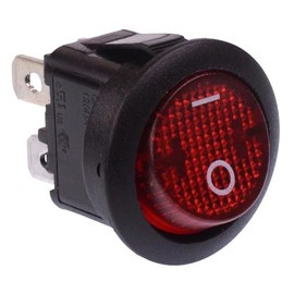 Red On-Off 230V illuminated Round Rocker Switch DPST 10A