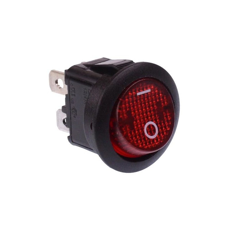 Red On-Off 230V illuminated Round Rocker Switch DPST 10A