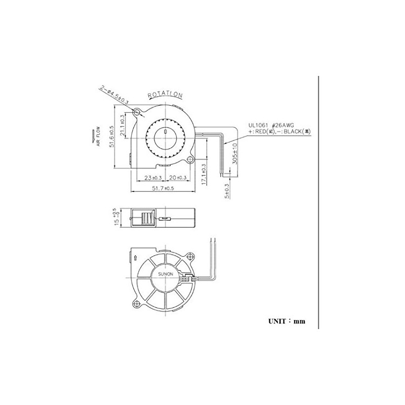 Sunon Radial Fan 50 x 50 x 15 mm MF50151VX-A99