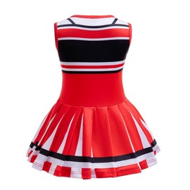 Lito Angels Cheerleader Cheerleading Costume Fancy Dress Up Outfit Clothing Set with Pom Poms and Socks for Kids Girls Age 5-6 Years, Red