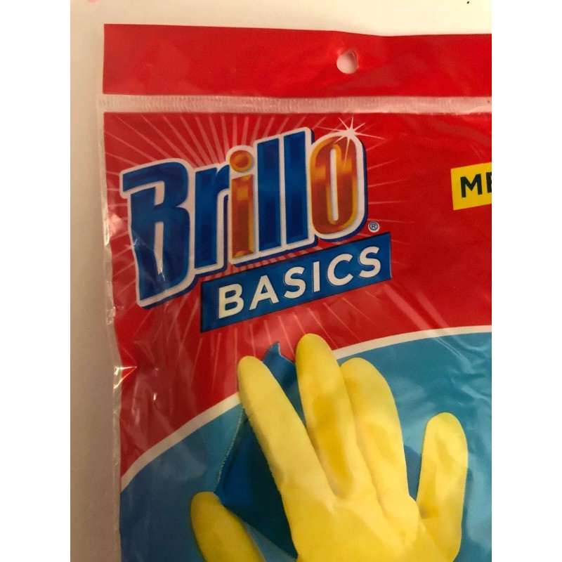 Brillo Basics Reusable Latex Gloves For Cleaning Dishwashing Medium SHIPS