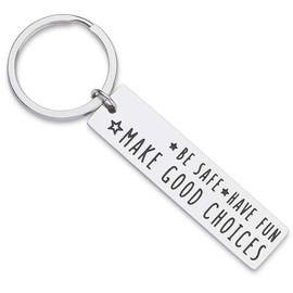 HOKIAMCN Keychain BE SAFE HAVE FUN MAKE GOOD CHOICES for Family Boy Girl Friend Son Daughter Husband Wife Bestfriend Christmas Gift Birthday