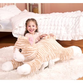 IKASA Large Cat Stuffed Animal Plush Toy,Giant Kitten Cute Jumbo Soft Toys,Huge Big Size Plushy Gigantic Plushie,Gifts for Kid Girl (30 inches, Orange)