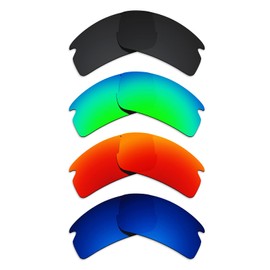 Alphax 4 Pair Polarized Replacement Lenses for Oakley Flak 2.0 OO9295 - Black+Green+Red+Deep Water