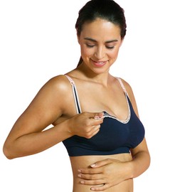 Carriwell Maternity and Nursing Bra, for Breastfeeding, Color: Blue/Pink, Size: S