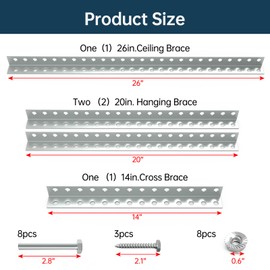 Garage Door Opener Hanging Kit,Universal Garage Door Opener Installation Kit,Galvanized Garage Door Angle Iron Bracket and Mounting Hardware(Opener Not Included)