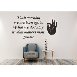 Buddha Quotes Wall Sticker, Buddhism Saying Each Morning Zen Decor Decal,Vinyl DIY Remove Wallpaper Mural for Yoga Studio Salon Living Room