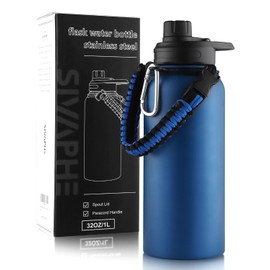Sivaphe Stainless Steel Water Bottle 1L, Vacuum Insulated Flask with Spout Lid, 32oz Large Bottles for Outdoor, Sports(Blue)