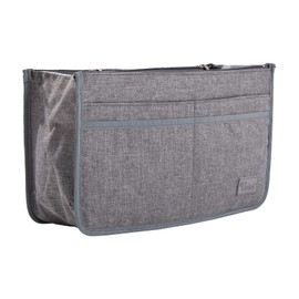 Periea 'Signature' Luxury Handbag Organiser Insert - 3 Sizes - (Grey Linen, Large)