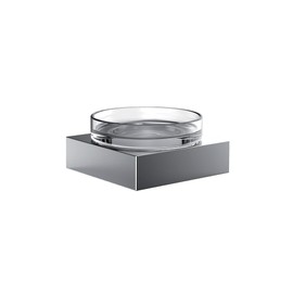 Emco Liaison 183000101 Soap Dish Round Soap Holder for Railing Soap Dish Glass / Chrome Dimensions 90 x 90 mm