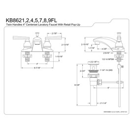 Kingston Brass KB8629FL Royale Center Set Bathroom Faucet with Brass Pop-Up Drain, 4.25", Brushed Nickel/Polished Brass