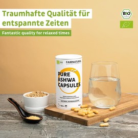 BIO Ashwagandha - 180 Kapseln - Hochdosierte 500mg pro Kapsel für 180 Tage - indische Bio Schlafbeere - Vegan, Laborgeprüft, Deutsche Produktion - FAIRNATURAL