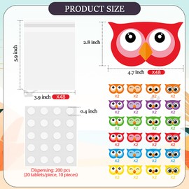 SilTriangle 48 Sets of Owl Party Cellophane Treat Bags with Owl Toppers Cellophane Bags for Back to School Gift Bags Classroom Party Decoration Supplies(Multicolor)