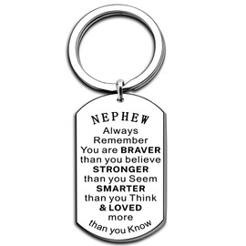 AMZQ Nephew Gifts Keyring Nephew Birthday Gifts from Auntie Uncle Inspirational Gifts for Nephew Christmas Graduation Present