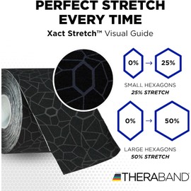 TheraBand – Banda de kinesiología con indicador XactStretch para un Estiramiento y aplicación perfectos, la Mejor en su Clase en adhesión, Resistente al Agua, Rollo de 5,1 cm x 5 m