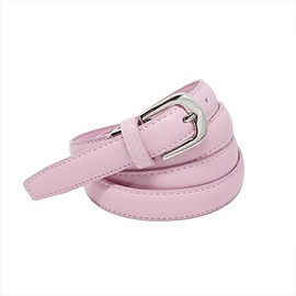 YEHMAN Classic Thin Women's Leather Belt Width 2 cm Length 120 cm Can Be Shortened, pink