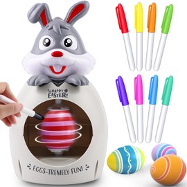 Naturas Autheric Egg Painting Machine, Easter Egg Painting Machine, Egg Colours Easter Painting with Spinner and 8 Colours Marker Pens, Egg Painting Machine Kit for Easter Egg Paints DIY, Children's