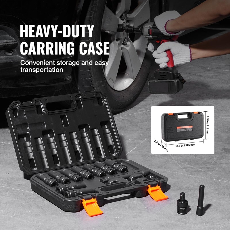 VEVOR 14PCS Universal Impact Socket Set - 3/8" Drive Deep
