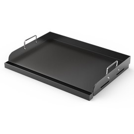 Barbqtime Nonstick Coating Cooking Griddle for Gas Grill, 17" x13” Universal Griddle Flat Top Plate with Removable Handles for Charcoal/Gas Stove, Griddle Plate Insert for Camping, Tailgating, Parties