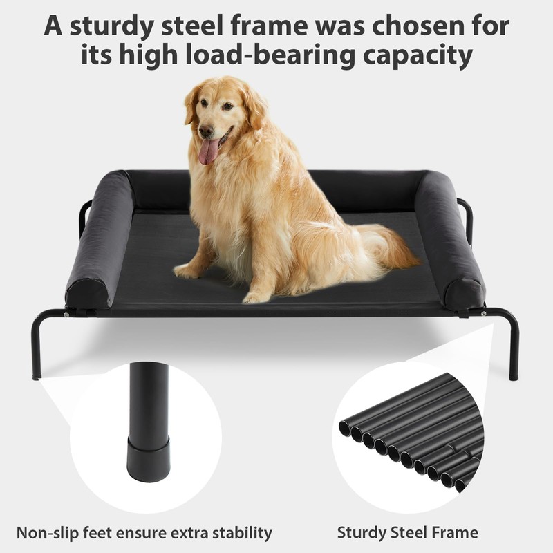 RRPETHOME Large Elevated Cooling Dog Bed, Raised Dog Cot Beds