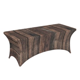 XBFCDN Old Wood Grain 6 Ft Elastic Table Cover Fitted Rectangular Tablecloth for Party Banquet Festival Wedding