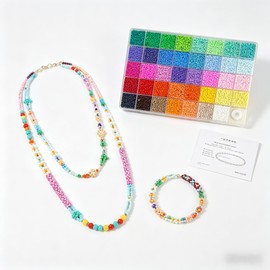 3mm9600pcs Seed Beads for Jewelry Making, 39 Colors Uniform Small Beads for Bracelet Making Kit, Glass Seed Bead Kit, Tiny Craft for DIY Art Jewelry Making