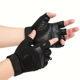 Fingerless Tactical Gloves for Men, Motorcycle Gloves for Outdoor Work Sports, Fingerless Cycling Gloves for Driving, Cycling, Shooting, Hunting, Motorcycle, Climbing, Outdoor Work (Black, Medium)