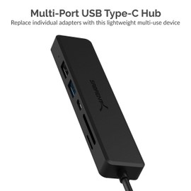 SABRENT Multi-Port USB Type-C Hub with 4K HDMI | Power Delivery (60 Watts) | 1 USB 3.0 Port | 1 USB 2.0 Port | SD/microSD Card Reader (HB-TC6C)