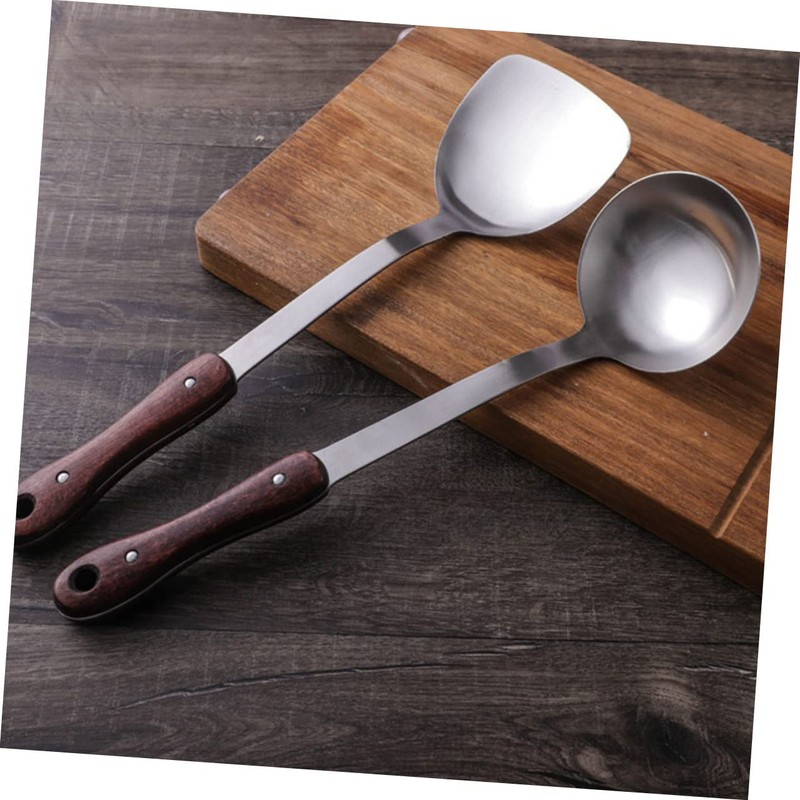 Mikinona Stainless Steel Kitchen Spatula Spoon Soup Ladle for Chinese