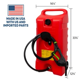 Scepter Duramax Flo ’N Go 14 Gallon Gas Caddy, 53 Liter Portable Fuel Tank and Fuel Transfer Pump with 10-Foot Hose for Lawn Mower, Farm, Marine, Commercial, and Home Use, Gasoline Only, Red