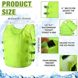 Hicarer 4 Pcs Cooling Vest for Men with 48 Ice Bag Adjustable Ice Vest Suit Heat Relief Cool Jacket for Hot Weather Working (Fluorescent Yellow)