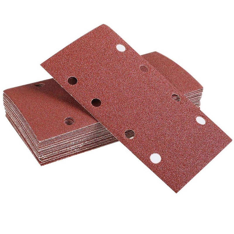ExcInter 10PCS 93x185mm Sandpaper Sanding Paper 8 Holes Loop Sand