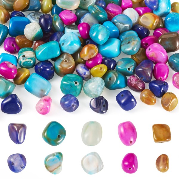 PandaHall 100pcs Natural Agate Gemstone Beads Irregular Crystal Chips Beads