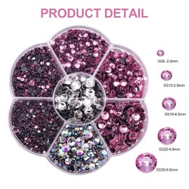 Blinginbox 3000pcs Hotfix Rhinestones, Pink Hotfix Crystal Rhinestones Mixed Sizes SS6-SS30 Gems for Clothes and Craft DIY Decorations(Lt.Pink)