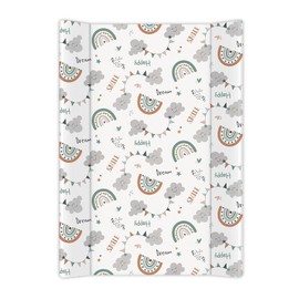 Wedge Changing Mat, Baby Changing Mat, Anti Roll Waterproof Raised Edges Comfortable Cushioned 70 x 50 x 10cm Wipe Clean Material (One Size, Rainbow Cloud Print)