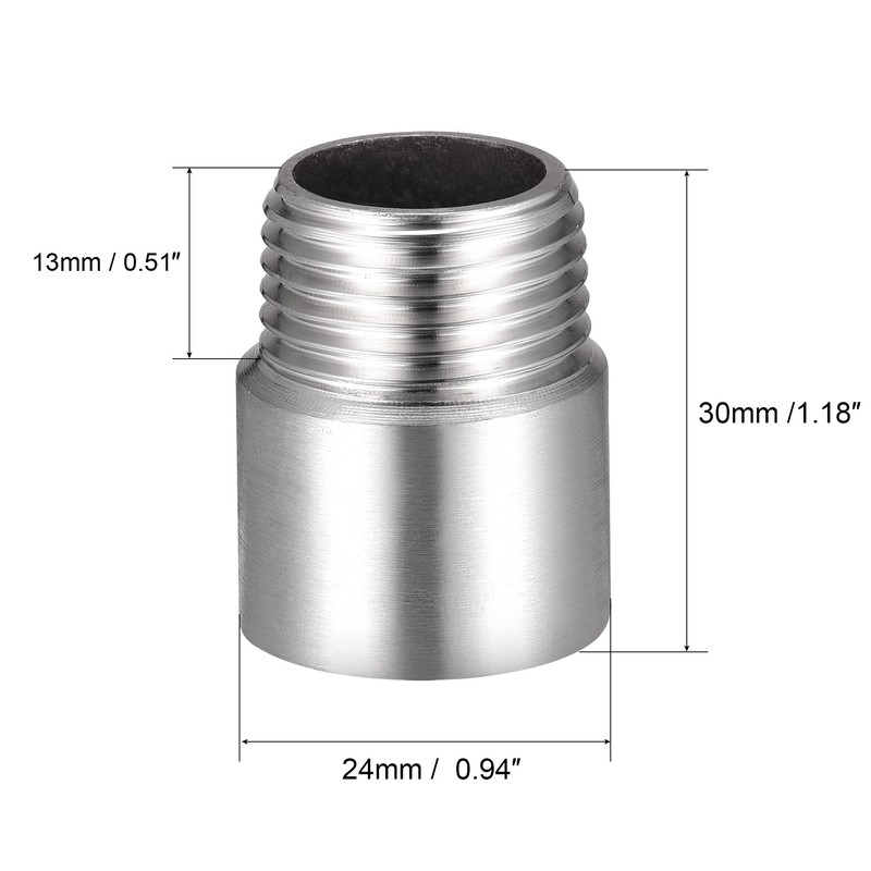 uxcell Shower Head Extension Arm Stainless Steel 1/2PT Male to