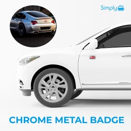 Simply CB49 Union Flag Chrome Badge, 70 x 35 mm