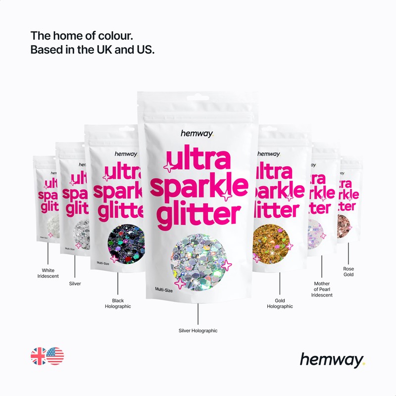 Hemway Ultra Sparkle Glitter Black 100g Multi Size | Glitter