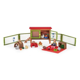Schleich Farm World - 26 PC Little Pets Pen and Picnic Playset - Tiny Pets Farm Friends with Girl, Kitten, Bunnies and Accessories - Miniature Animal Toys for Girls and Boys - Kids 3+