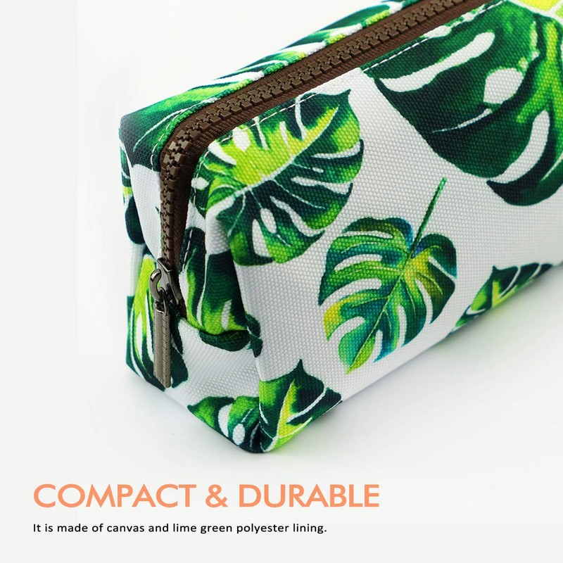 LParkin Tree Leaves Large Capacity Canvas Pencil Case Pen Bag