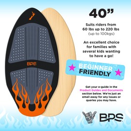 BPS 'Flame' Skimboard (40 Inch, Black/Orange) Without RPET Bag