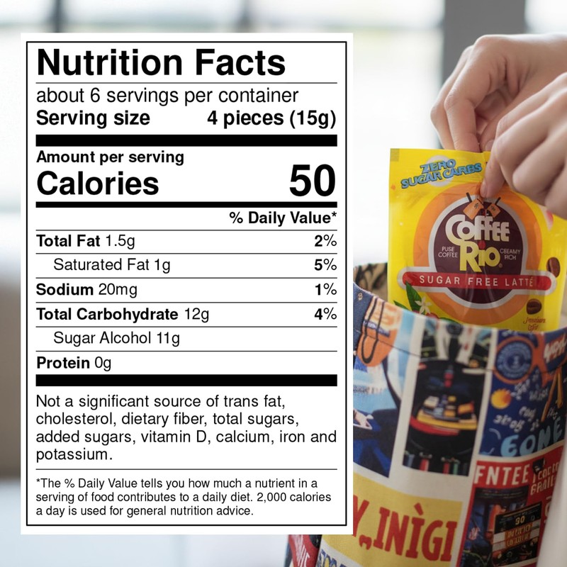 Coffee Rio Sugar Free Latté Coffee Candy, Pack of 4